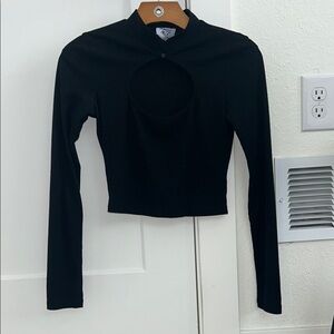Black Long Sleeve Cut-Out Top